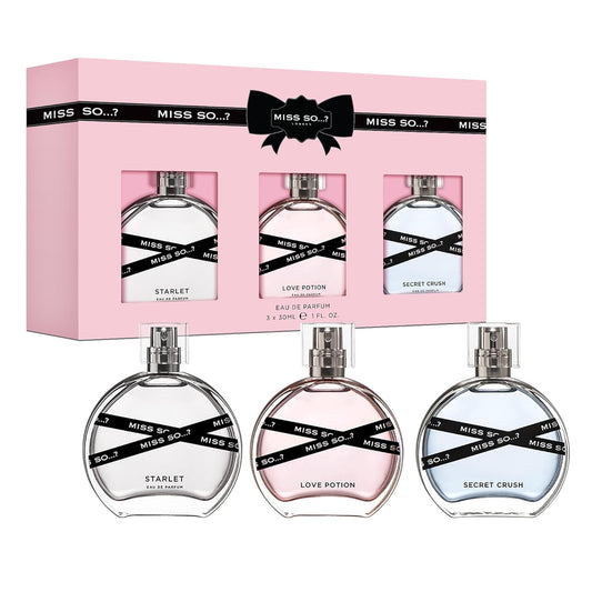 So…? Miss Set - Perfumes for Women with Floral, Fruity and Vanilla Perfume Notes - 800 Sprays - Gifts for Women - 3 pcs Gift Set