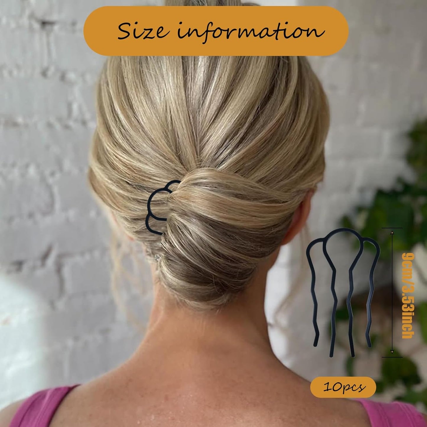 10 Pieces Hair Side Combs Metal Hair Fork Clip French Twist Comb Updo Hair Stick, U-Shape Teeth Styling Tools Messy Bun Maker Vintage Hairstyle Hair Pins Hair Accessories for Women and Girls