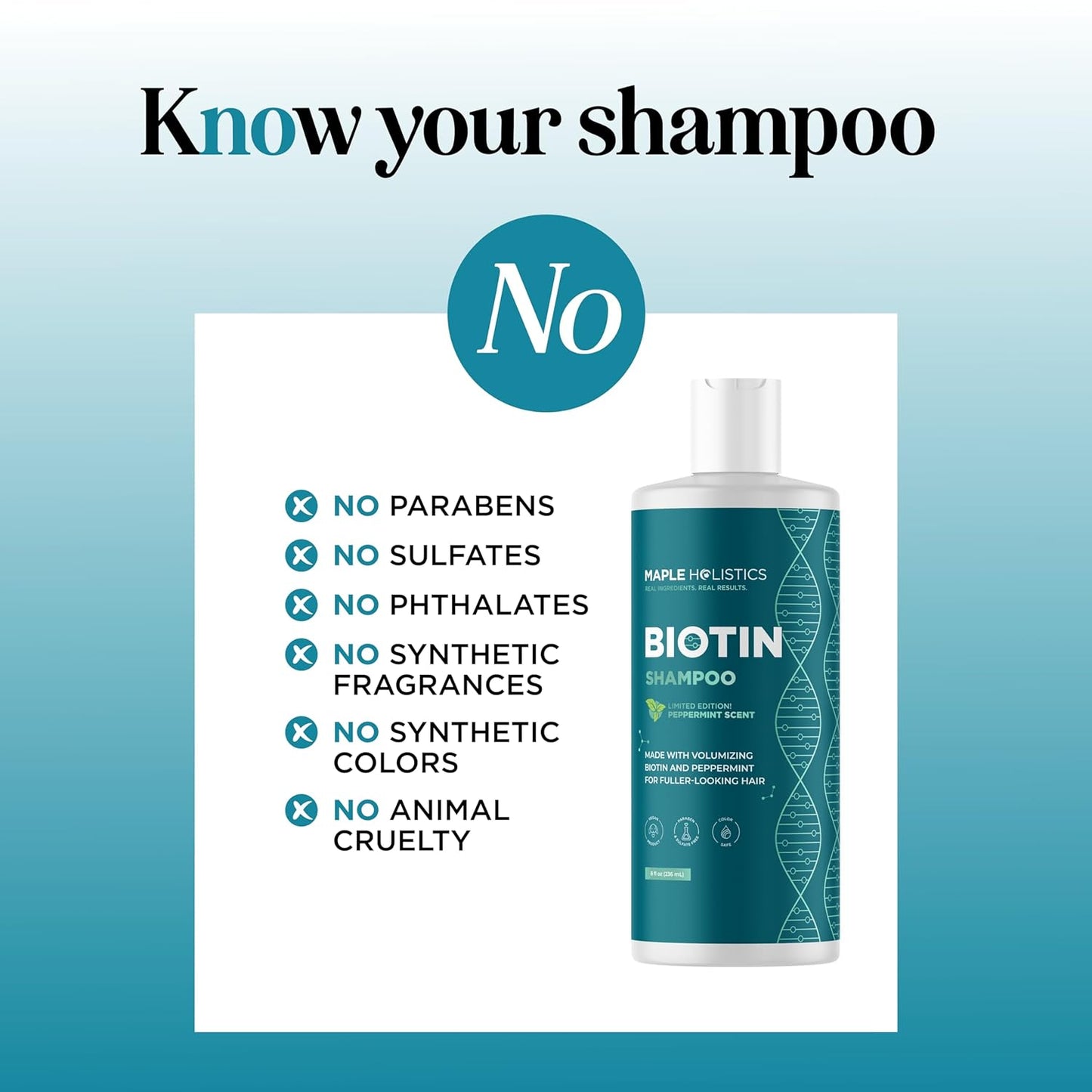 Volumizing Biotin Shampoo for Thinning Hair - Thin Hair Shampoo with Peppermint Argan and Essential Oils for Hair Care - Vegan Sulfate Free Shampoo for Damaged Dry Hair Paraben and Cruelty Free (Mint)