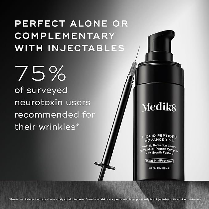Medik8 Liquid Peptides Advanced MP - Peptide Serum - Face Serum for Wrinkle Reduction - Hydrating Serum Supports Collagen, Hyaluronic Acid - 1 oz