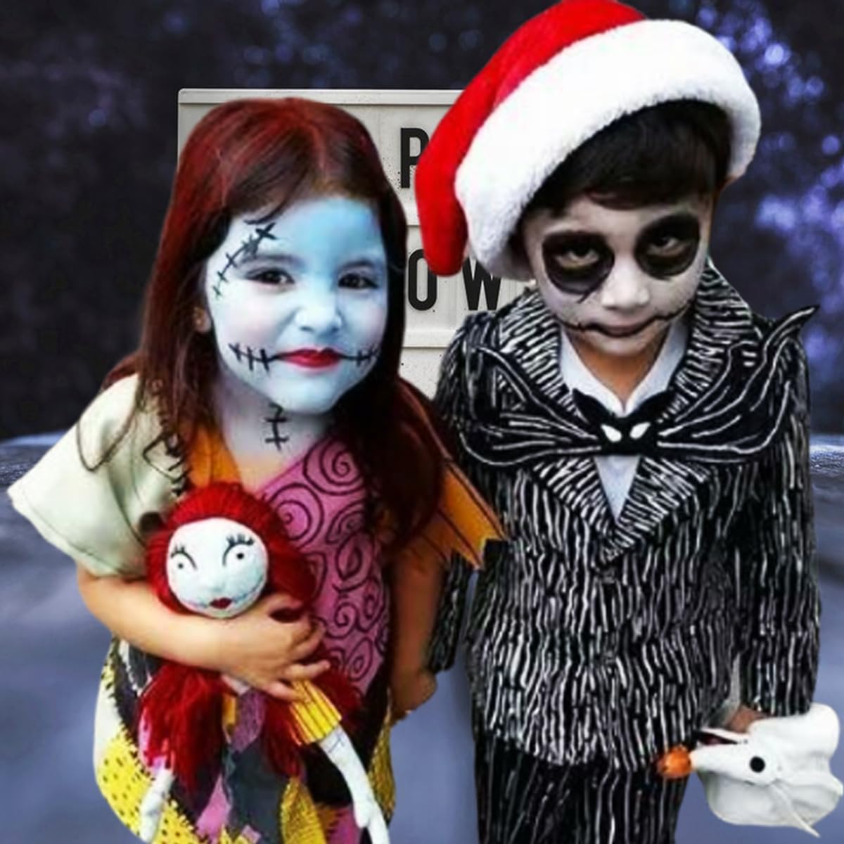 Mysense Sally Makeup Kit,Halloween Sally Costume Corpse Bride Makeup,Sally Face Cosplay Accessories for Women Girls Kids,Light Blue Face Paint+Red Lipstick+Black Liquid Eyeliner+Sponges