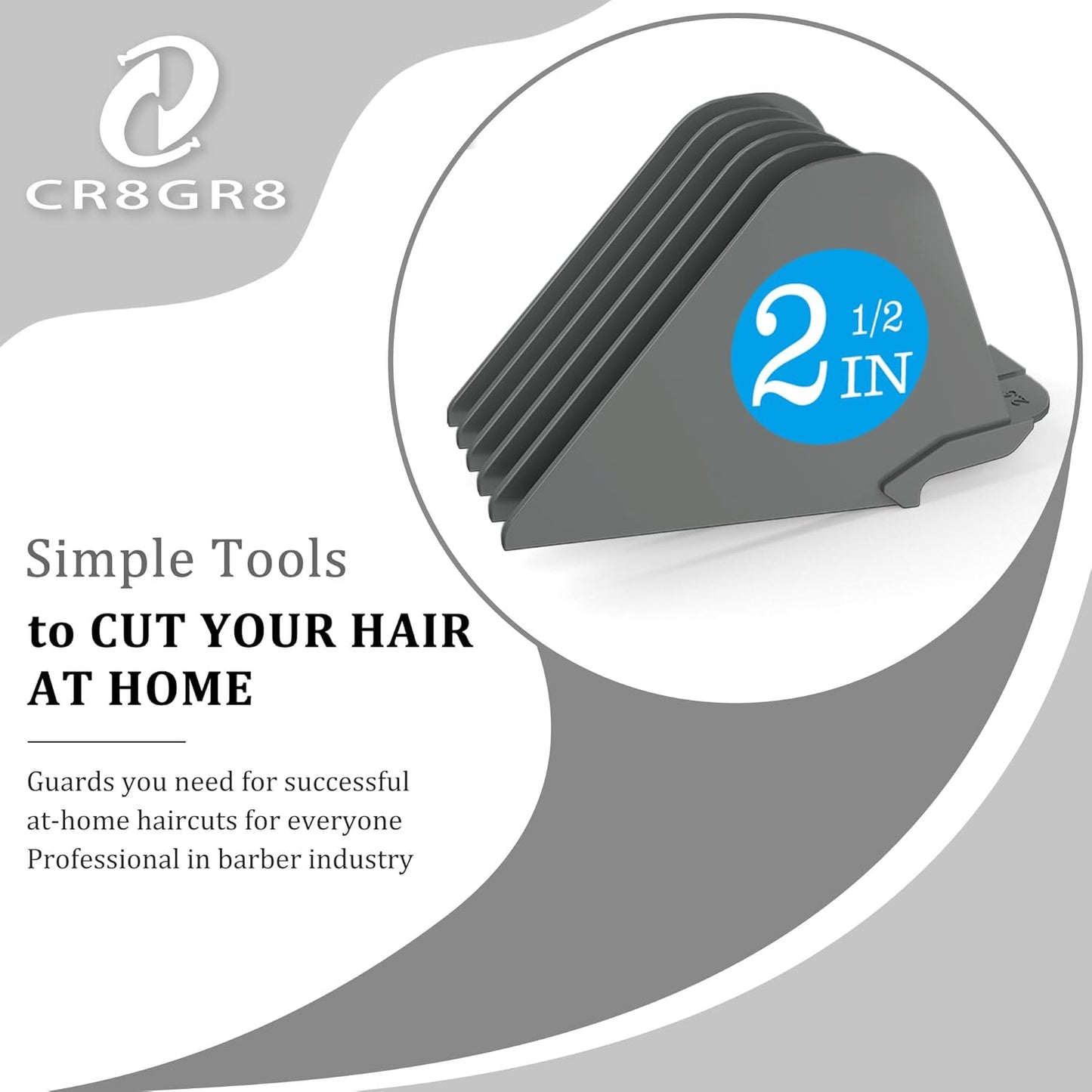 Clipper Guards for Wahl 10 12 14 16 18 20 Hair Clipper Guards 6pcs Extra Long Clipper Guard Attachments 2.5 Inch Clipper Guides Multiple Sizes Universal 2.5", 2.25", 2", 1.75", 1.5", 1.25" (Dark Gray)