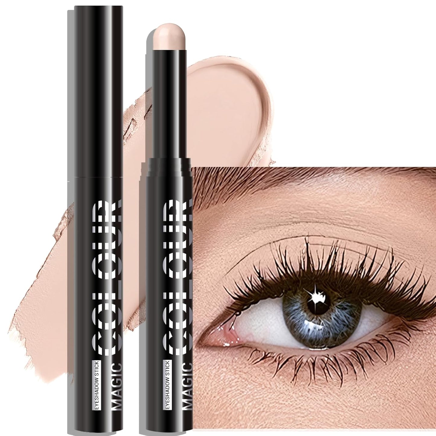 Nude Eyeshadow Stick - Long Lasting Matte Cream Eyes Shadow Pencil Buildable Brightener Crayon Eyeliner Highlighter Makeup, Lightweight Waterproof & Smudge Proof for Easy Quick Application