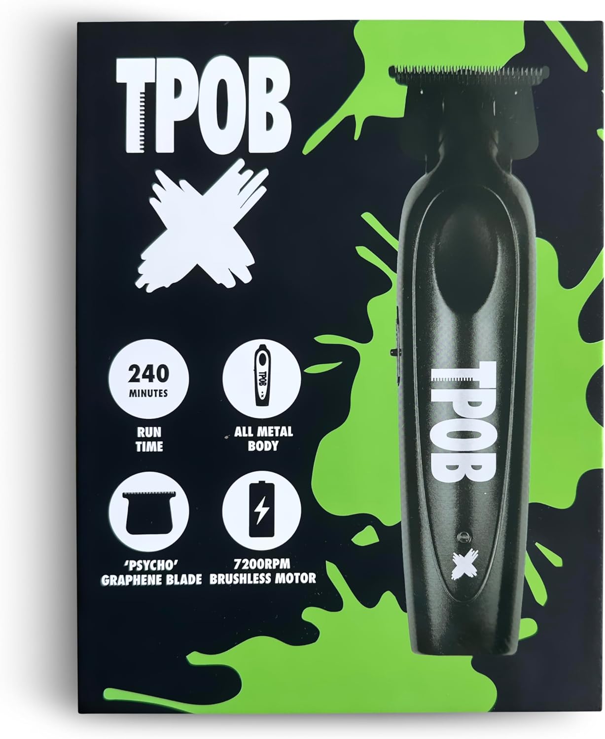 TPOB X Digital Brushless 7200rpm Professional Hair Trimmer Hair Clippers for Men, Psycho Zero Gapped T-Blade Trimmer Cordless Rechargeable Edgers Clippers