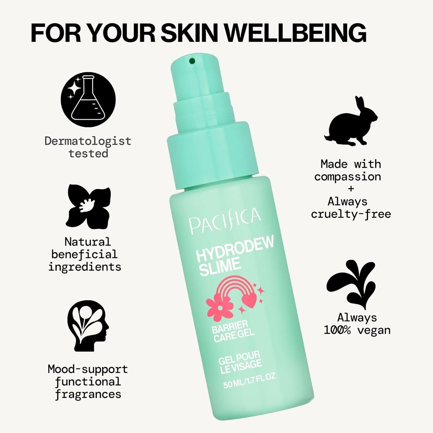Pacifica Hydrodew Slime Vegan Snail Mucin Barrier Face Moisturizing Gel, Hydrating For Smoothing & Refining Skin, Vegan & Cruelty-Free