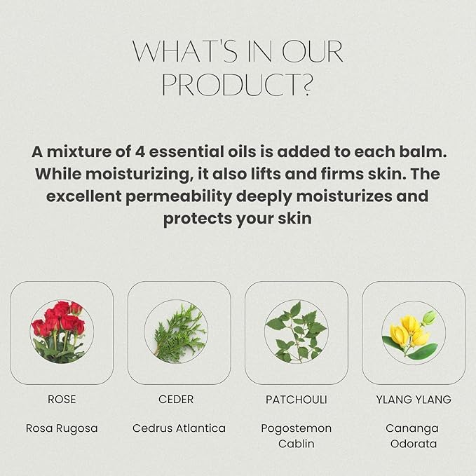 benatu Rose Oil Massage Balm for Dry Skin Care, Scented Body Butter with Vitamin E for Women and Men, Moistening & Firming Body Oil, Blends with Cedar, Ylang Ylang, Patchouli 3.53 oz