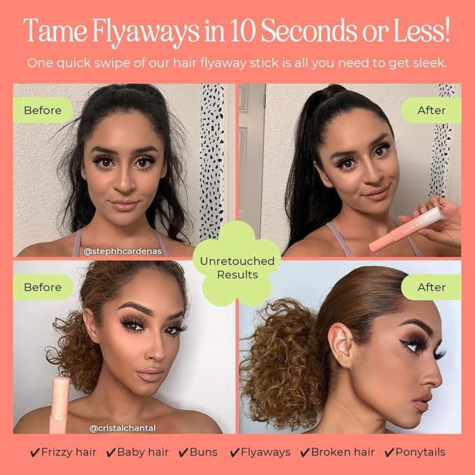 INH Hair Mascara for Flyaways | Quick Slick Hair Finishing Stick for Flyaways, Frizz Control, & Slick Back Look | Non Greasy & Non Comedogenic Smoothing Serum & Frizz Tamer Wand | Peach Tart, 18ml