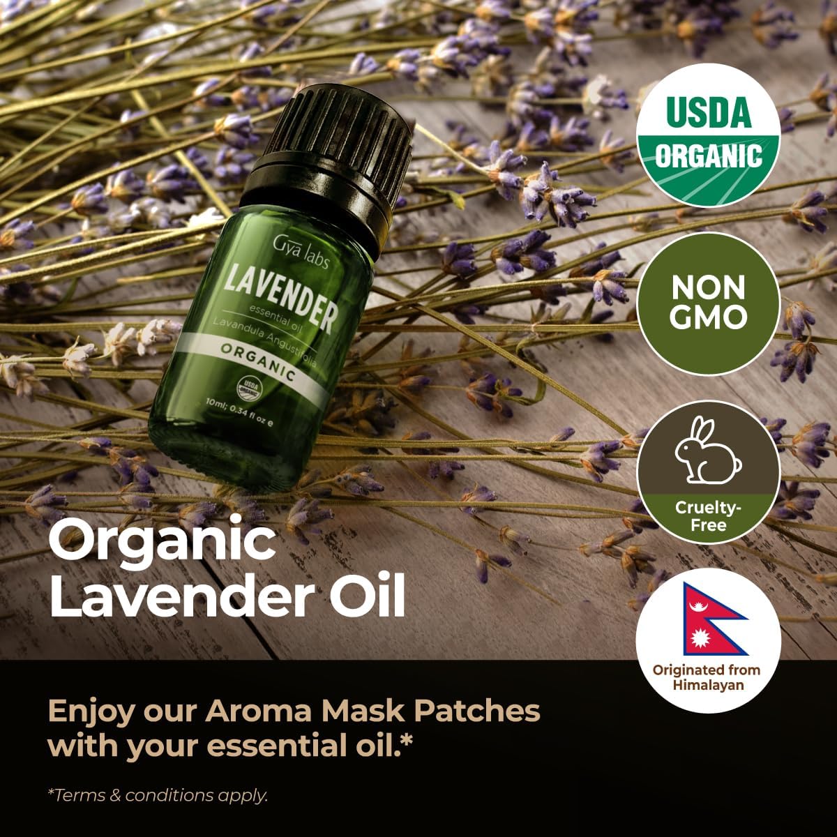 Gya Labs Organic Lavender Essential Oil - 0.34 Fl Oz - for Skin, Hair, Diffuser, Aromatherapy, DIY Candle Making Scents