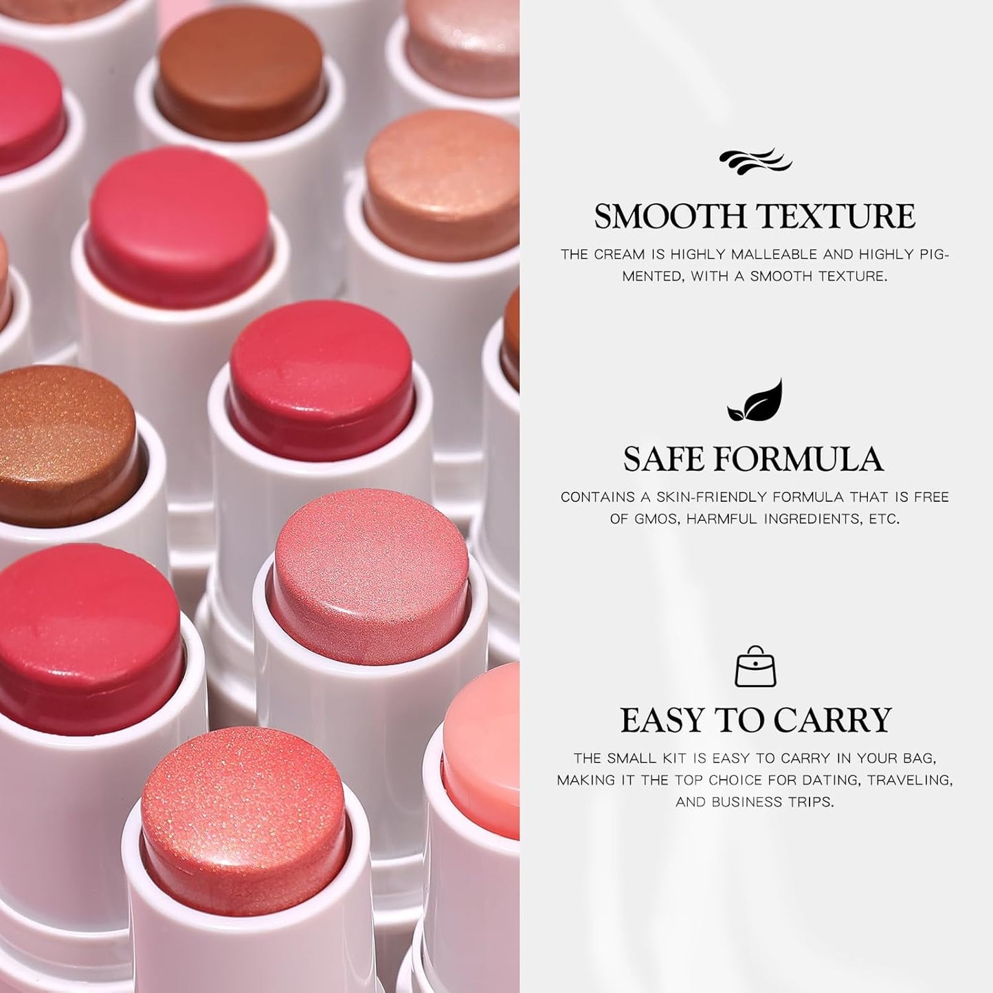 bayfree 3 PCS Makeup Cream Contour Stick Set, Highlighter Stick & Bronzer Stick & Blush Stick, Long Lasting, Natural Face Contour, Dewy & Matte Finish, Multi Stick Trio for All Skin