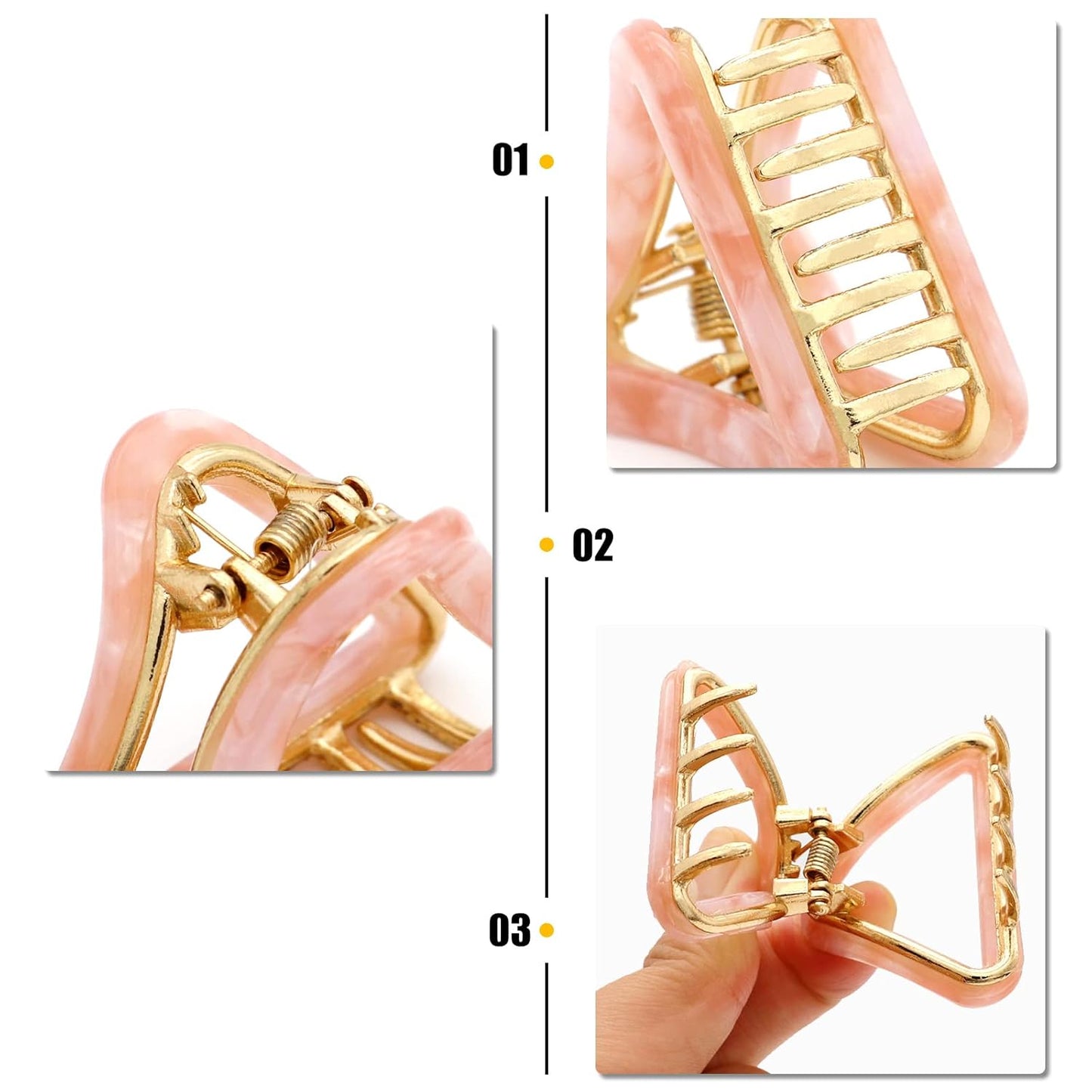 Cobahom 3 Pcs Mini Hair Clips for Women Acetate Hair Jaw Clips 3 Colors Set Fashion Hollow Triangle Hair Clips for Women Girls (Beige+ Pink+ Blue) 1.7 Inch