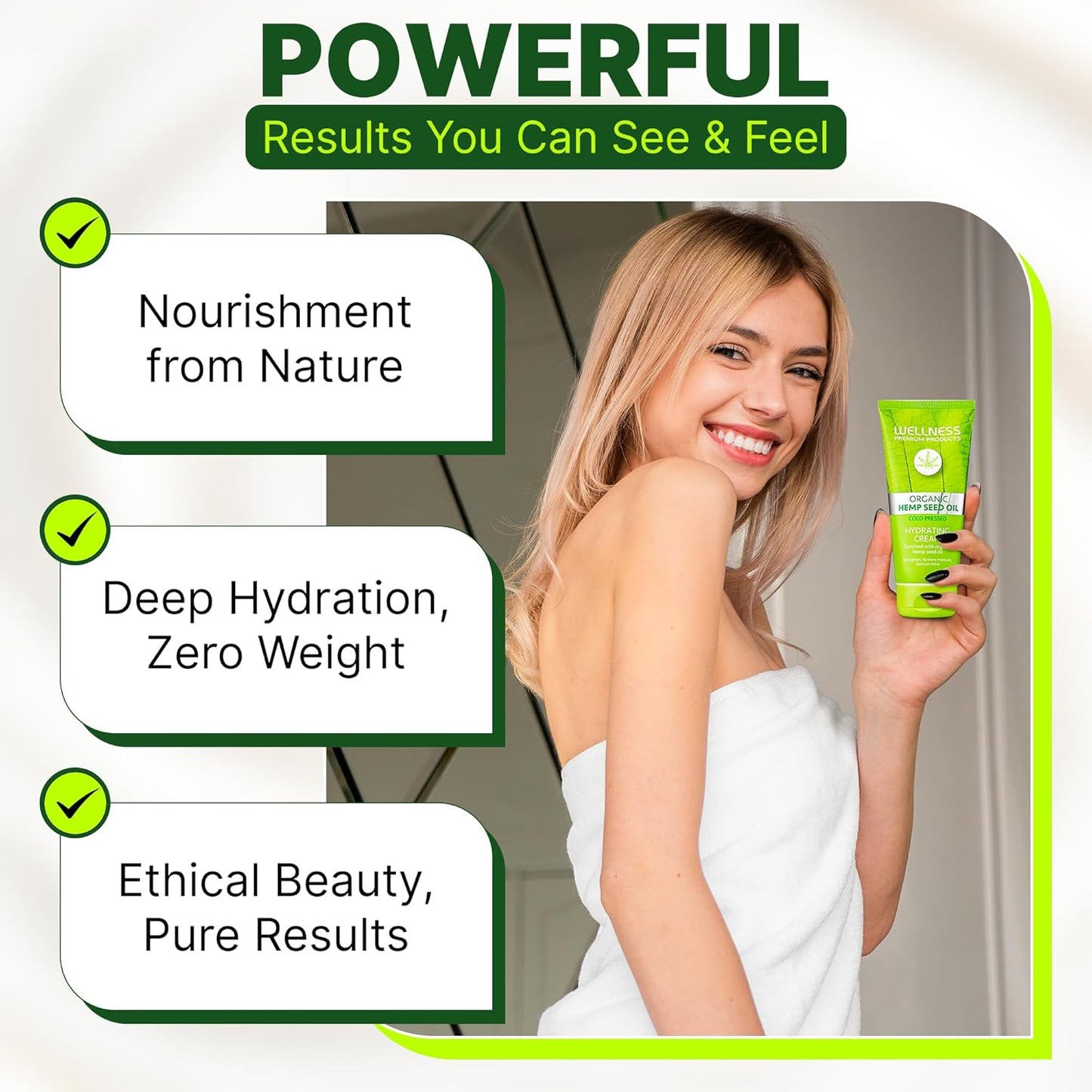 Wellness Premium Products Intensive Hydrating Cream | Hemp-Infused Hair Styler & Moisturizer for All Hair Types | Tames Frizz, Adds Shine & Strength | Vegan & Paraben-Free, 180ml