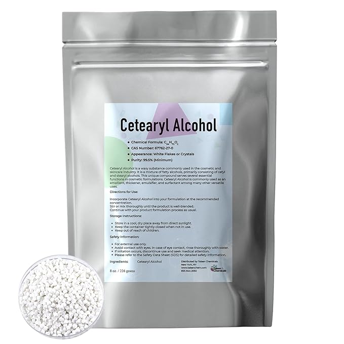 Cetearyl Alcohol Cosmetic Grade 8 Oz / 226 Grams - Cetearyl Alcohol Emulsifying Wax Organic for Body Butter, Cetearyl Alcohol Suitable for Making Conditioners, Scrubs and Creams by Talsen Chemicals