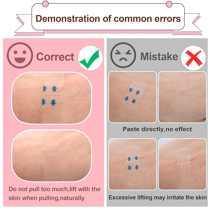 40pcs Face Lift Tape, Invisible Ultra Thin Self-Adhesive Face Lifting Band, Waterproof Hypoallergenic Makeup Lifter Strip for Neck Eye Sagg Skin Wrinkles Double Chin