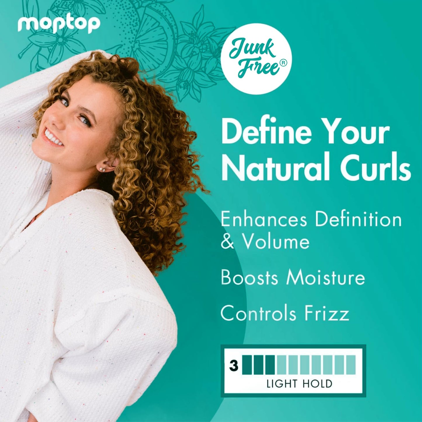 MopTop Curl Cream - Moisturizing Curl Activator for Frizz Control & Volume, Curl Styling Cream for Wavy, Curly & Coily Hair, Made with Junk-Free Natural Ingredients (Citrus Kumquat Fragrance, 2.5oz)