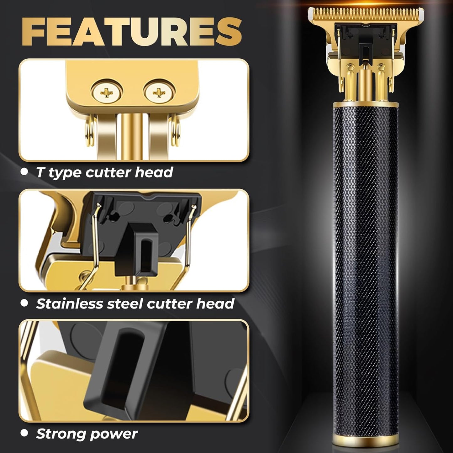 candyfouse Professional Beard Trimmer for Men, Hair Clippers with 4 Limit Combs, Cordless Rechargeable with LCD Display, Approaching Zero Gapped Cutting Grooming Kit