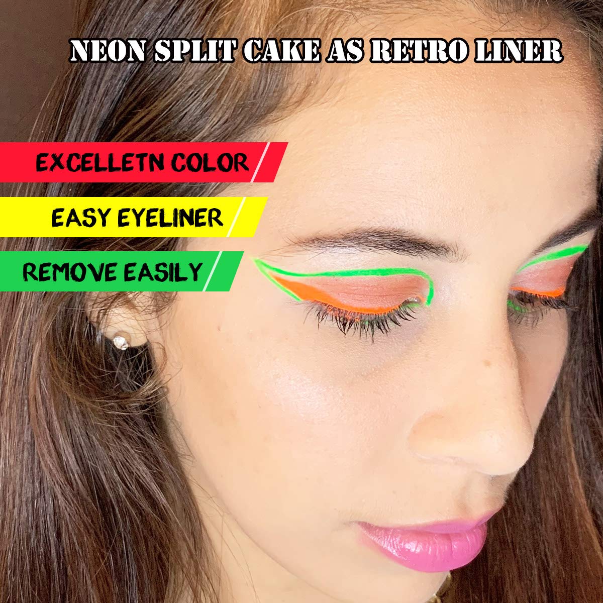 Bowitzki Face and Body Paint Split Cake 50g Body Painting Water Based Eyeliner Graphic Hydra Liner Makeup Glow Fluorescent Color Neon for Halloween Christmas Party Pride - UV Rainbow (Garden)