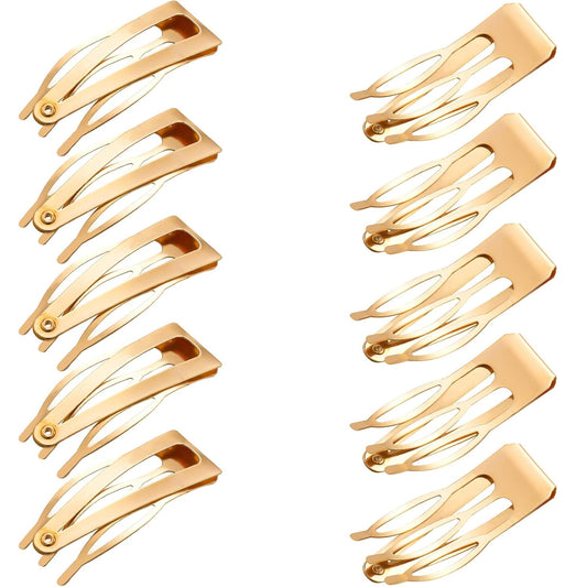 Chinco 24 Pcs Double Grip Hair Clips Metal Snap Clips Women Barrettes for Hair Making, Salon Supplies(Kc Gold,2 Inch)