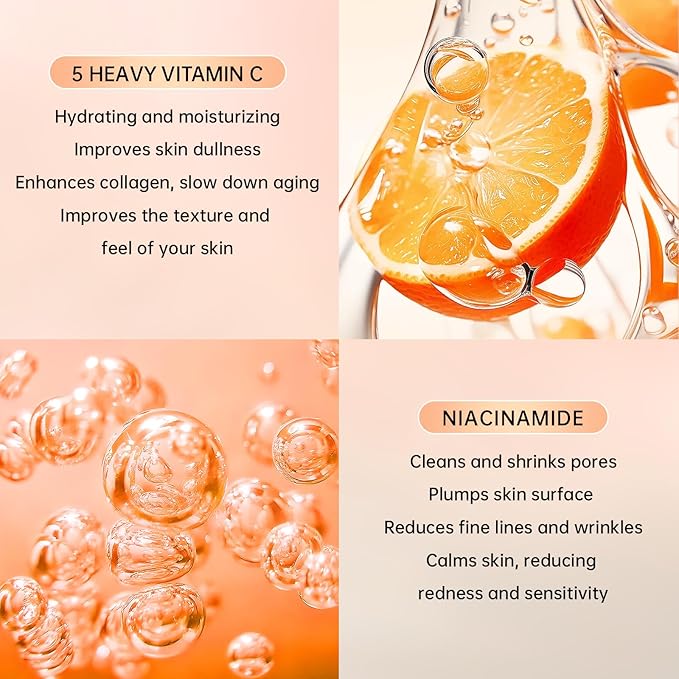 Vitamin C Skincare Set for Teenage Girls, 11-Piece Glow Kit with Facial Cleanser, Toner, Eye Cream, Serum, Lotion, Face Cream & Sheet Masks, Anti-Aging Skin Care Kit for Firming & Moisturizing