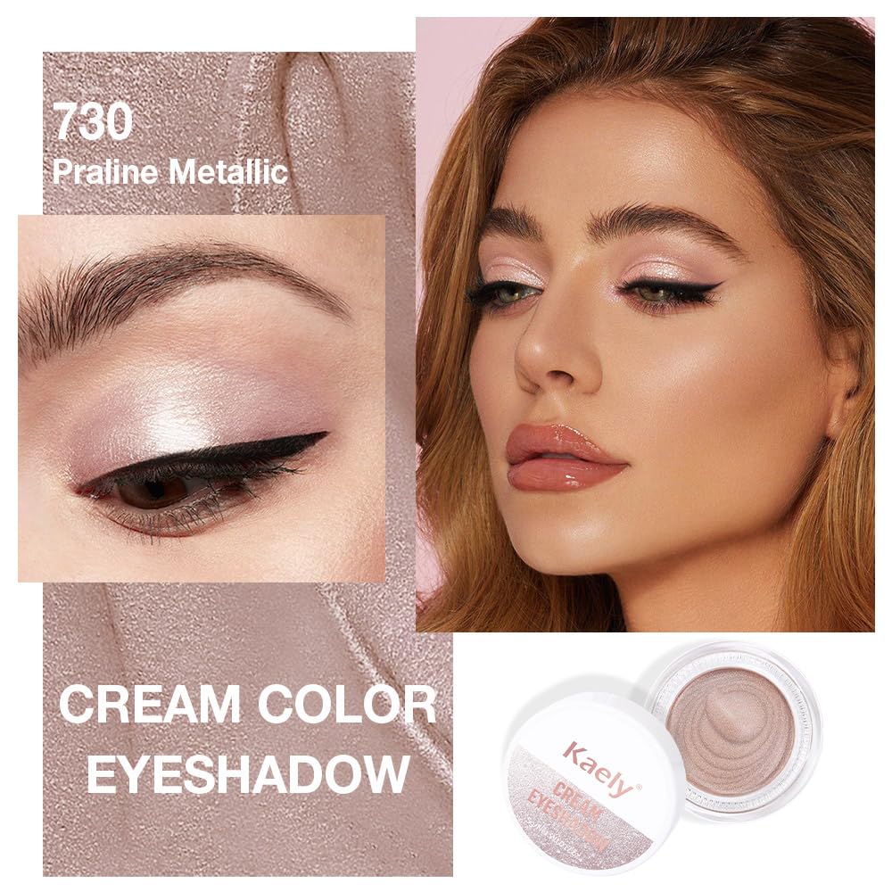 Cream Glitter Light Champagne Shimmer Metallic Eyeshadow Palette Makeup For Mature Women, Mini Instant Holographic Eyeshadow, Sombras Crema Para Ojos, Talc, Paraben & Cruelty Free, 730