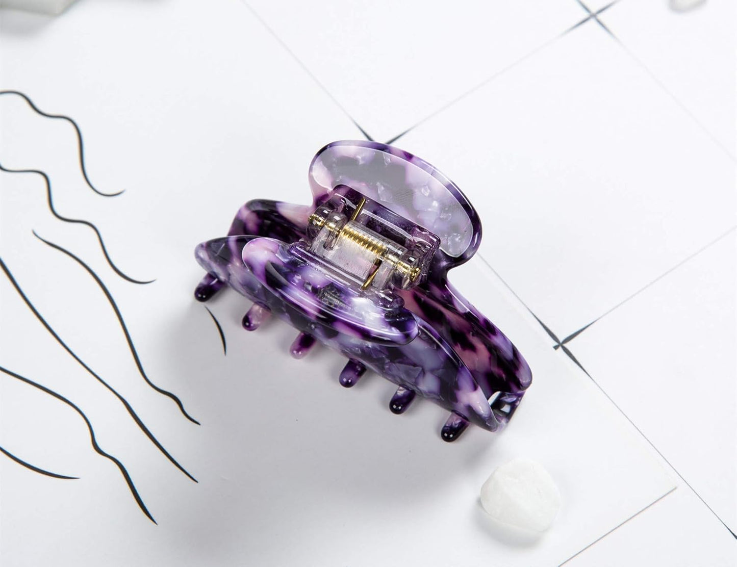 Handmade Celluloid Acetate French Design Barrettes Tortoise Shell Claws Hair Claw Luxury Fashion Accessories Hair Clip for Women (Purple)