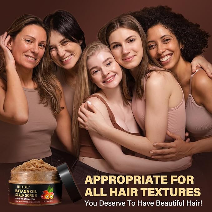 Scalp Scrub for Hair Growth, 2-in-1 Shampoo Scalp Exfoliator with Batana Oil, Rosemary, Mint Oil Remove Dandruff, Hair Treatment with Scalp Scrubber, Thinning Hair & Itchy Scalp Treatment, 10.93 oz