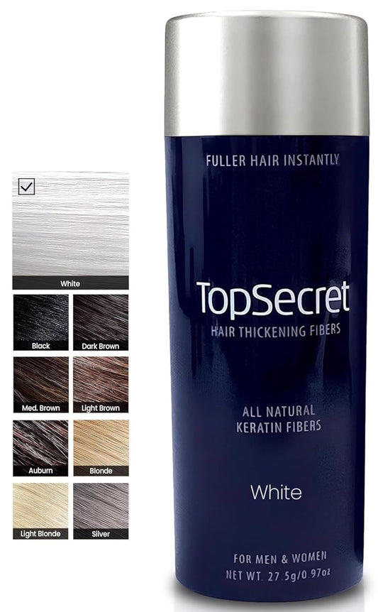 Top Secret Hair Thickening Building Fibers Refills - Undetectable & Natural Hair Filler - for Men & Women - Instantly Fill In Fine Thinning Hair - Weather & Sweat Resistant (White, Large)