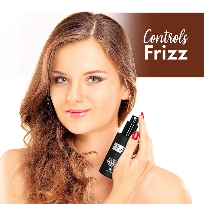 Nubi Serum for Damaged Hair, Marula Repair Serum with Aloe, Vitamin E, Hydrates and Smooths Hair, Frizz Control Product for Women and Men, 2 Fl. Oz. / 60 Ml., 1 Count