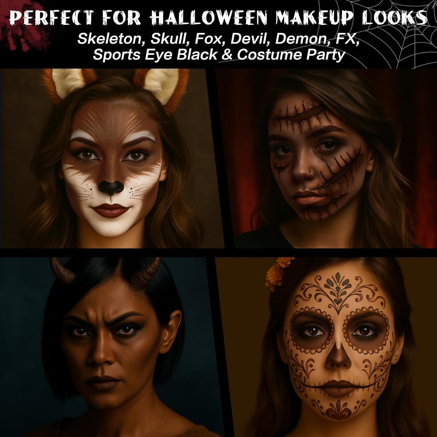 BOBISUKA Brown Face & Body Paint Stick Water-Based Washable Face Paint Makeup Stick for Halloween Skeleton, Skull, Devil, Demon, Fox, Hunting, Camo, Cosplay, SFX, Sports Eye Black & Costume Party