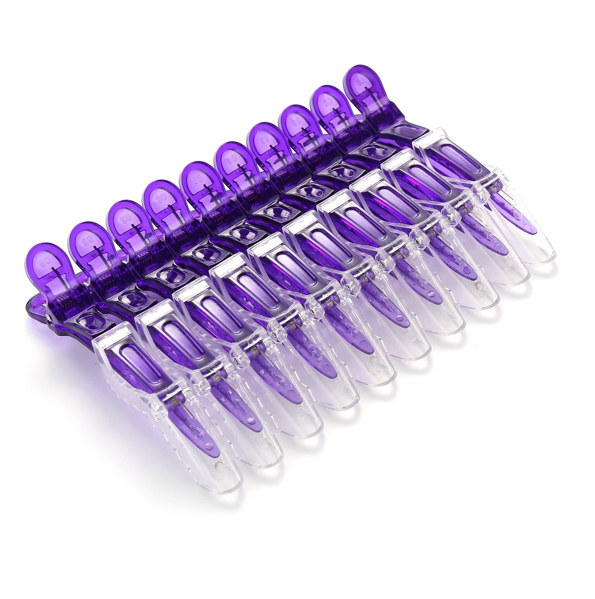 10pcs/set Multicolor Croc Alligator Clips - Transparent Plastic Hair Styling Sectioning Barrettes Professional Non Slip Salon DIY Accessories Hairpins (10pcs-Purple)
