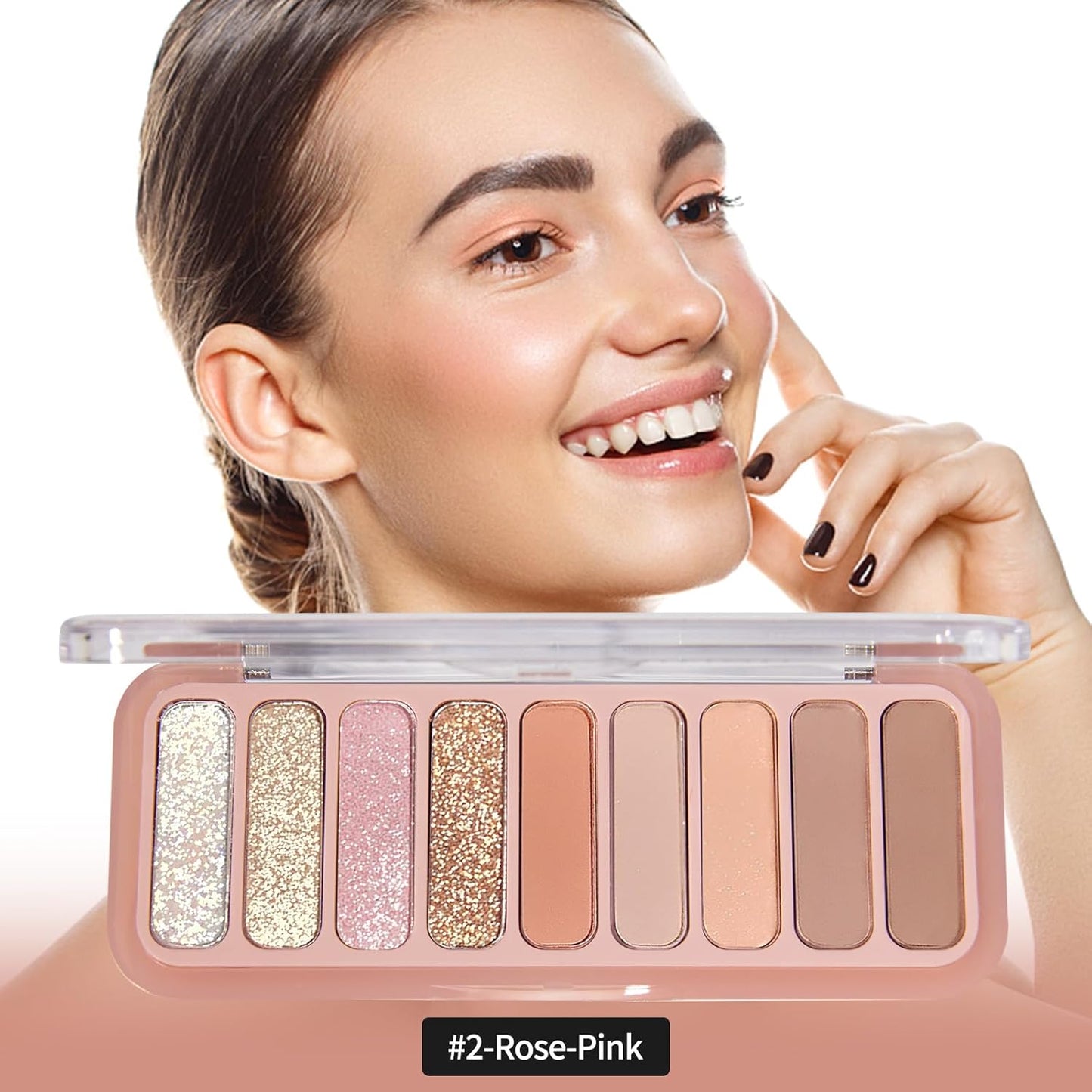 Mini Eyeshadow Palette，9 Colors Neutral Nude Matte Shimmer Glitter Eye Shadow Pallet High Pigmented Ultra-Blendable Naturing-Looking Waterproof Long Lasting Makeup Palette