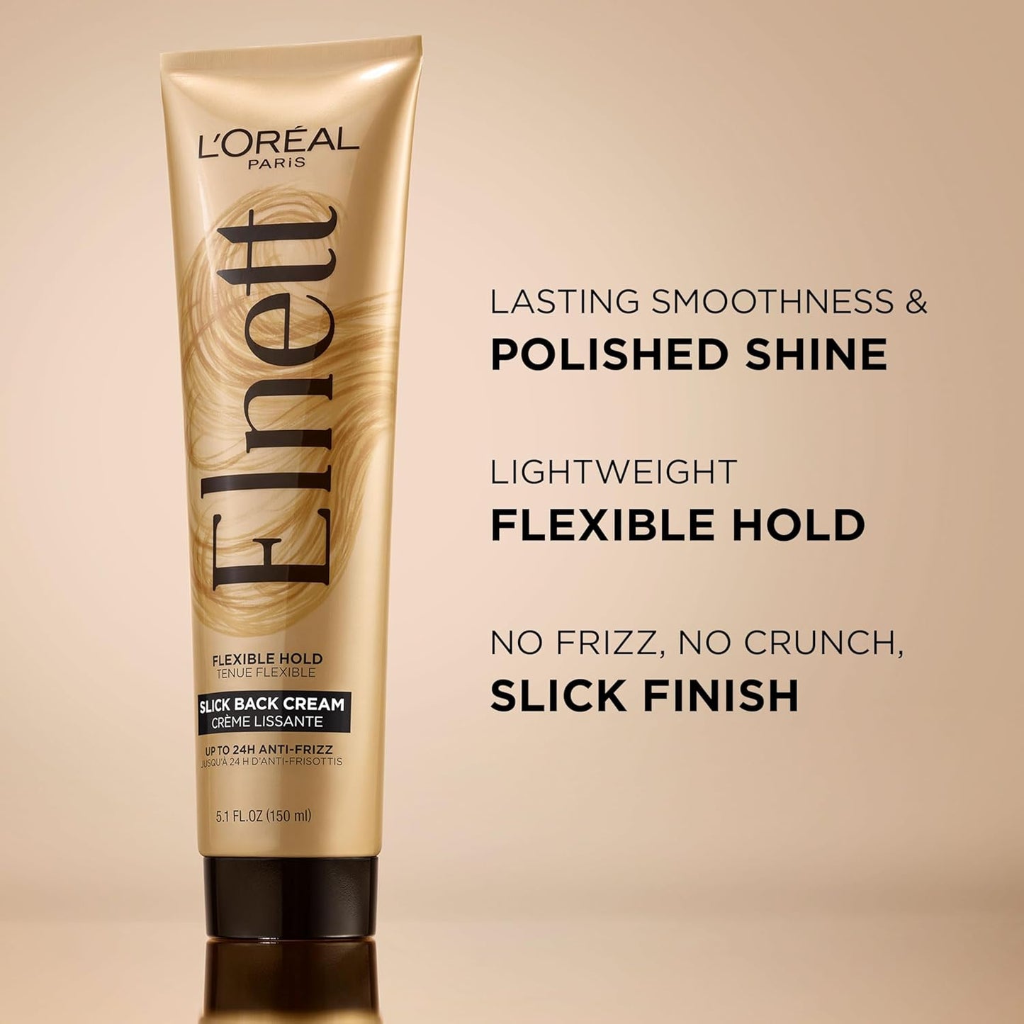L'Oreal Paris Elnett Slick Back Styling Cream, Anti-Frizz Hair Cream for Flexible Hold, Frizz Control, Polished Shine and Slick Finish, 5.1 Fl Oz