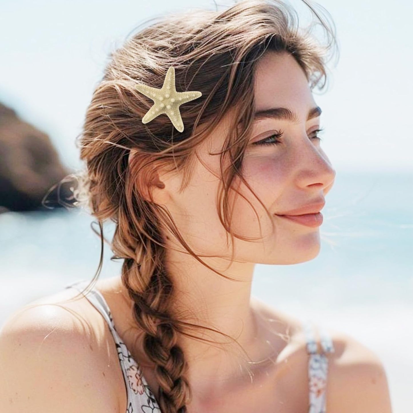 4 Pcs Starfish Hair Clip Mermaid Costume Accessories for Women and Girls Resin Sea Star Hairpins Seashell Clips Accessories for Mermaid Halloween Beach Costume
