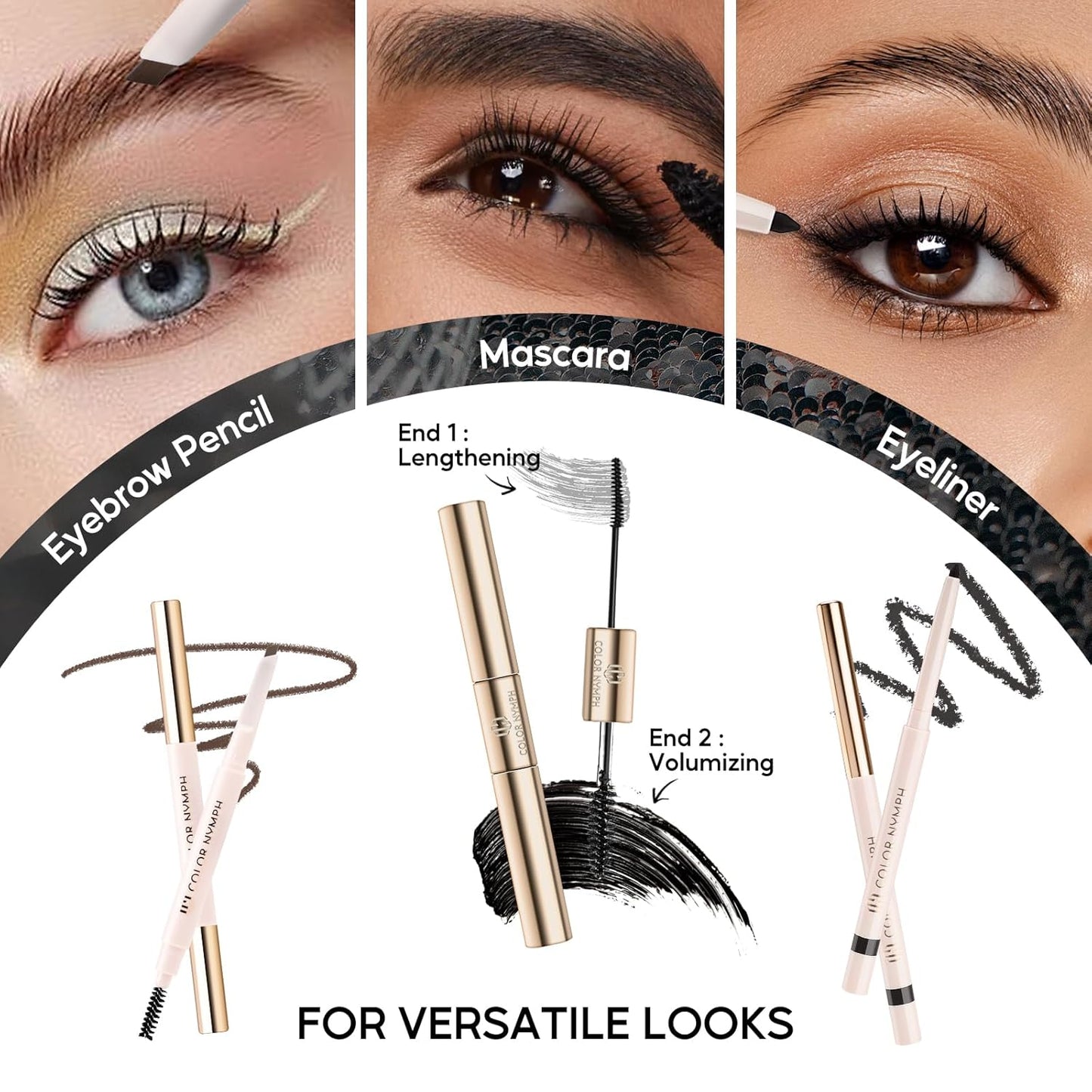 Color Nymph Full Cosmetics Set for Beginner, Makeup Gift Kit for Girls, Women & Teens, Sequin Make up Bag for Starters Includes Lip Gloss, Lipstick, Liquid Blush, Eye shadow Palette, Mascara etc