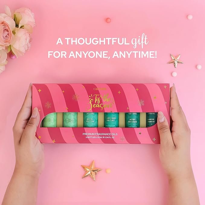 Carnatia Tis The Season Holiday Aroma Oil Set – 6 Cozy & Uplifting Scents for Diffusers, Relaxation & a Warm, Inviting Atmosphere | Festive Essential Oils for Home & Gifting!