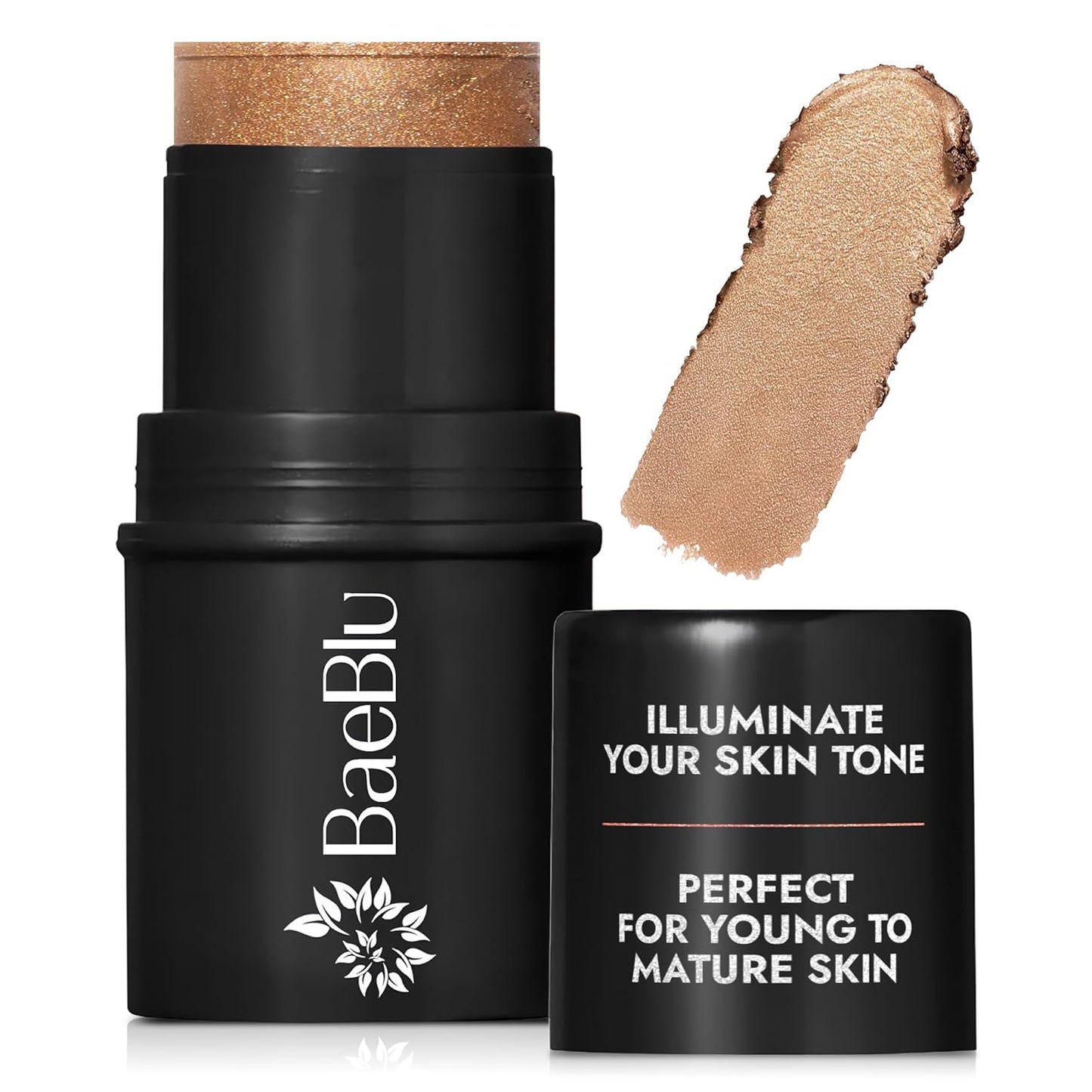 BaeBlu - Organic Blush Tube, Brandy - 100% Natural Vegan Cream Blush Sticks, Multi-Use Bronzer, & Highlighter for Lips, Cheeks & Eyes, Buildable Shimmer, Gluten-Free, Paraben-Free, Made in USA