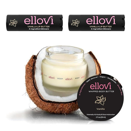 Vanilla Lip & Body Butter Bundle | All-Natural, Vegan Skincare for Hydration & Nourishment | Made with 6 Pure Ingredients | Ethically Sourced & Cruelty-Free