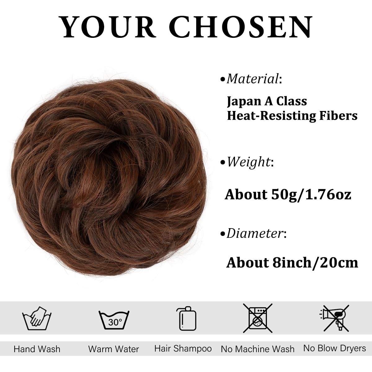 CJL HAIR Large Messy Bun Hair Piece Wavy Curly Scrunchies Synthetic Chignon Ponytail Hair Extensions Thick Updo Hairpieces for Women Red Vino