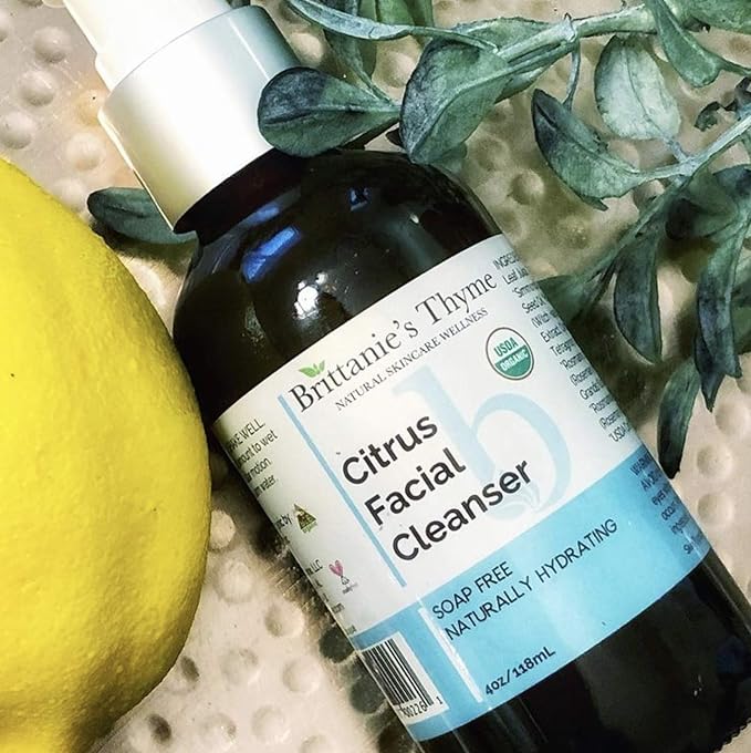 Organic Citrus Facial Cleanser Wash, 4 oz | 100% Natural, Skin Clearing Soap, Anti Blemish, Fights Acne, Non Drying, Non Oily. No Harmful Chemicals. For Women and Men.