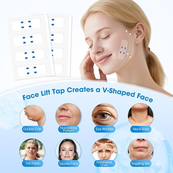 Face Lift Tape, 152PCS Face Tape Lifting Invisible for Face,Neck,Jowls,Eyes Sagging Skin, Wrinkles and Double Chin, Neck Tape Facelift Tape Skin Tape for Facial Lifter Tape for Makeup