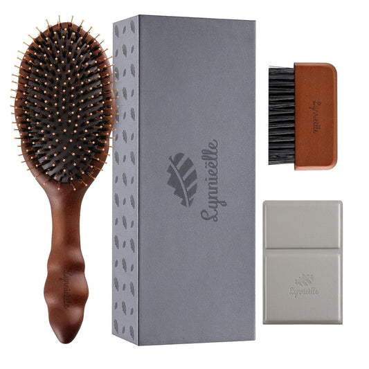 Premium Solid Wood Hair Brush, Nylon & Boar Bristle With Cushion Base, Exquisite Design, Detangling Hairbrush for all hair types