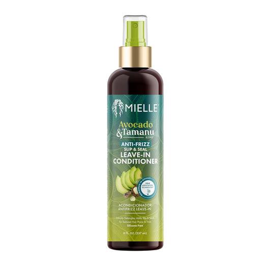 Mielle Organics Avocado & Tamanu Hair Leave In Conditioner Spray for Frizz Control - Smoothing Detangler & Anti Frizz Treatment for Dry, Damaged Styles - Nourishes Scalp for Soft, Shiny Strands - 8 oz
