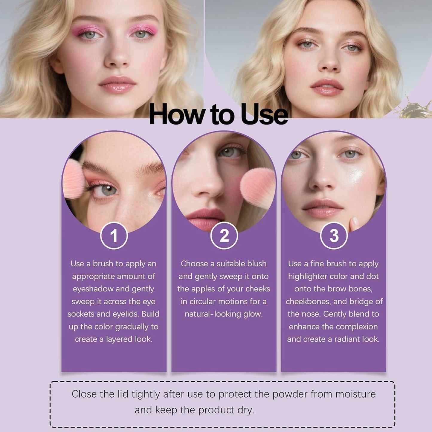 Eye & Cheek Palette - Eyeshadow and Highlighter Makeup, Face Highlighter Palette for Women, Multitasking Blush, Highlighting Eye & Cheek Palette, 4-In-1Makeup Palettes Kit