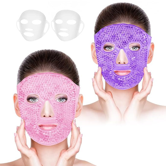 Bundle of CONBELLA Cold Face Eye Masks Ice Face Mask Hot Cold Compress and CONBELLA Ice Face Mask and 2PCS Silicone Face Mask Cover Set