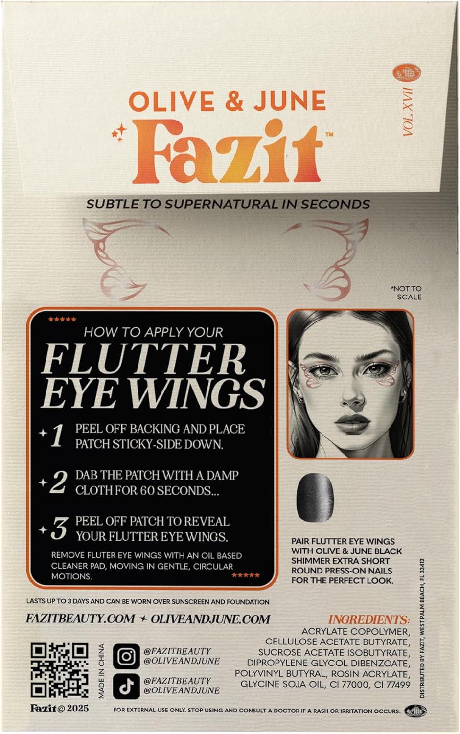Fazit Makeup Patches - Halloween Flutter Eye Wings - Glow Up Make-Up Patches - Cute Glitter Makeup Accessories for Women - Cosmetic Glitter for Face