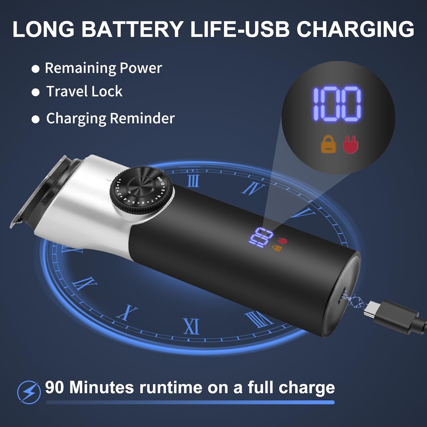 5 in 1 Hair Clippers, Adjustable Beard Trimmer for Men Professional, Cordless Barber Clippers and Trimmers Set, Hair Cutting Kit with LCD Display, Shaving Kit for Nose, Body, Face and Mustache