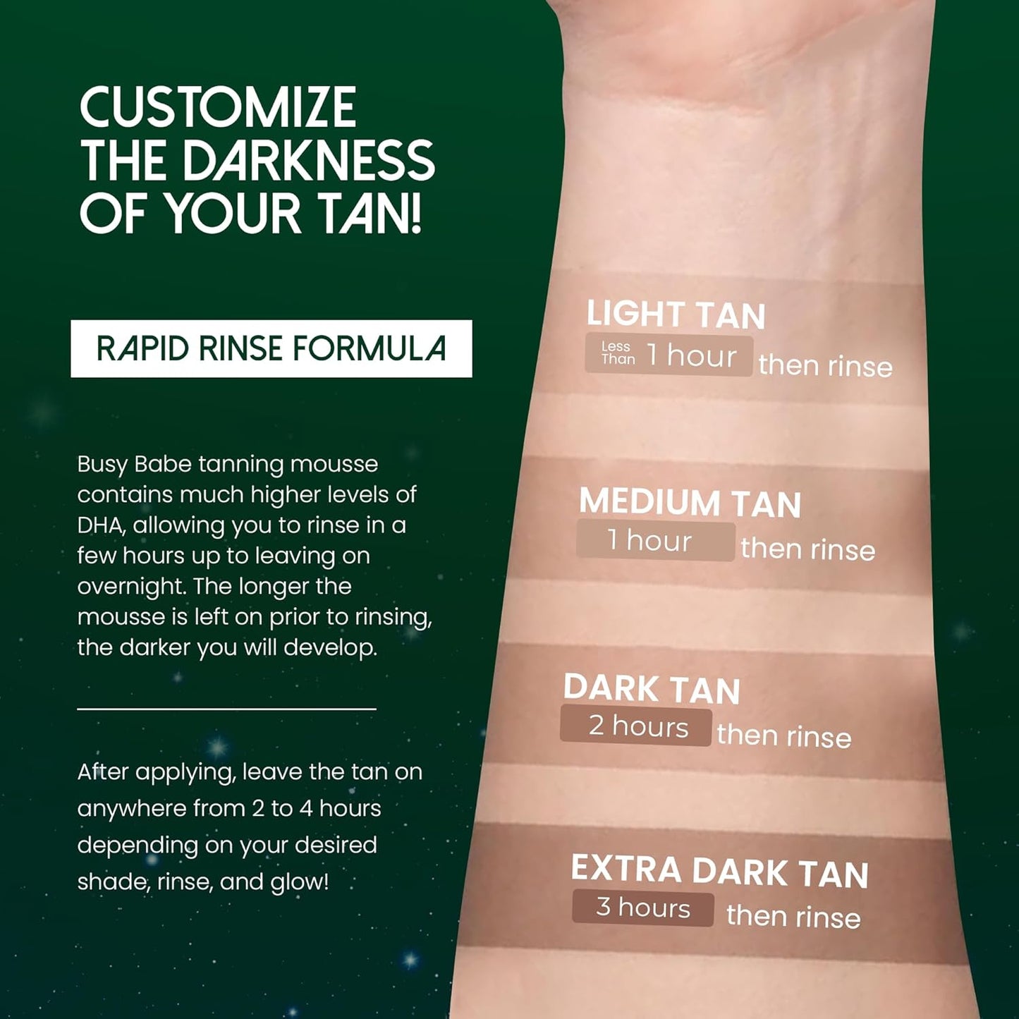 Self Tanner - Golden Nights Express Rapid Dark Tanning Mousse - Deeper Sun-Kissed Glow with Mitt - Vegan, Cruelty-Free, Instant Tan, Self Tanning Mousse Pump - 7.2 oz, No Orange Hues