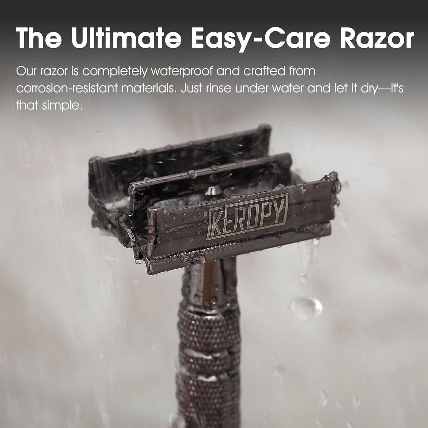 Double Edge Safety Razor for Men, Butterfly Open Comb Design with 10 Superior Blades - Stainless Steel Razor for Close Smooth Shave, Quick Charge for Modern Men, All-in-One, Eco-Friendly - Gloss Black