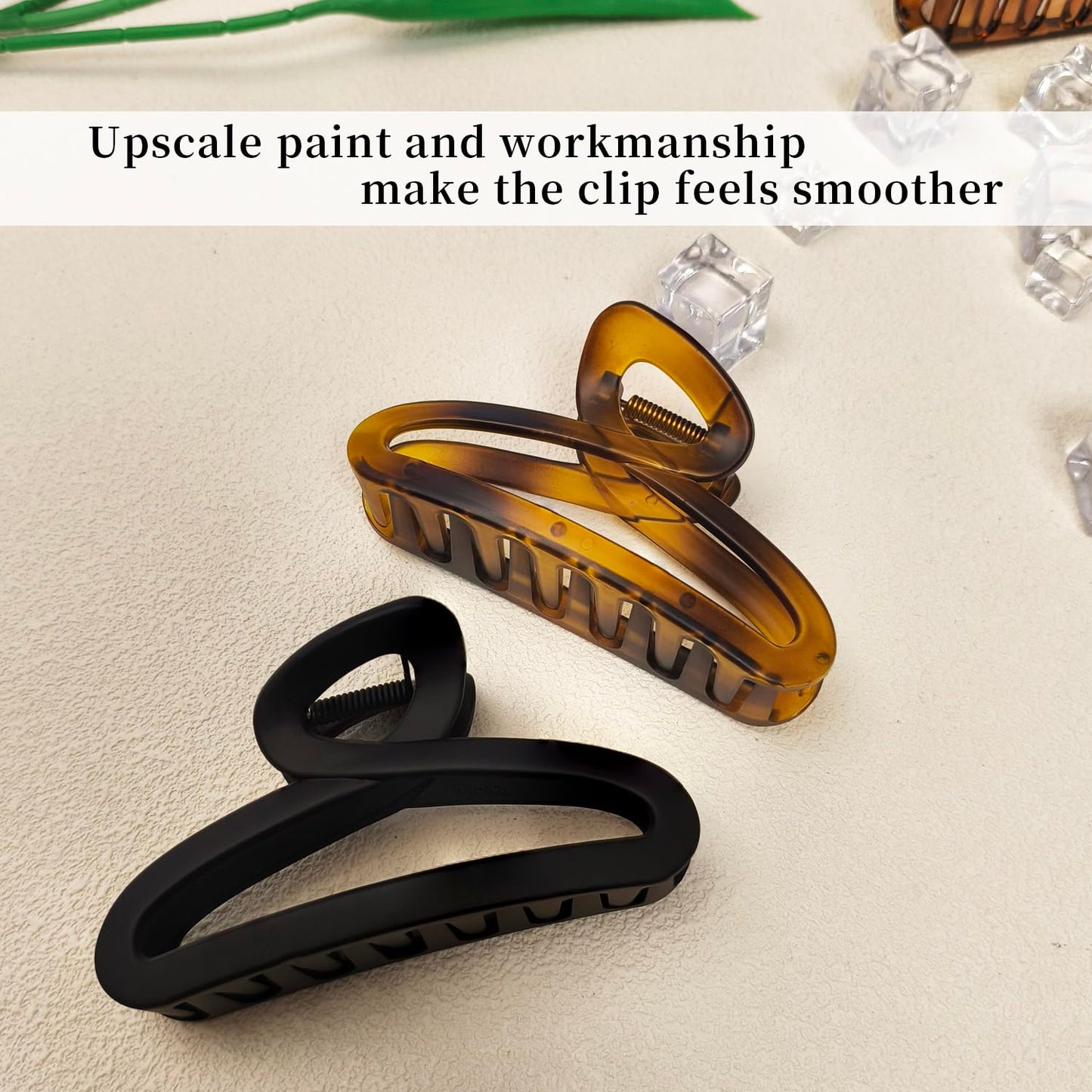 Large Hair Claw Clips, 4.3 Inch Non-Slip Big Unbreakable Hair Clip Matte Hair Claws for Women Long Thick Curly Hair, 2 Pack