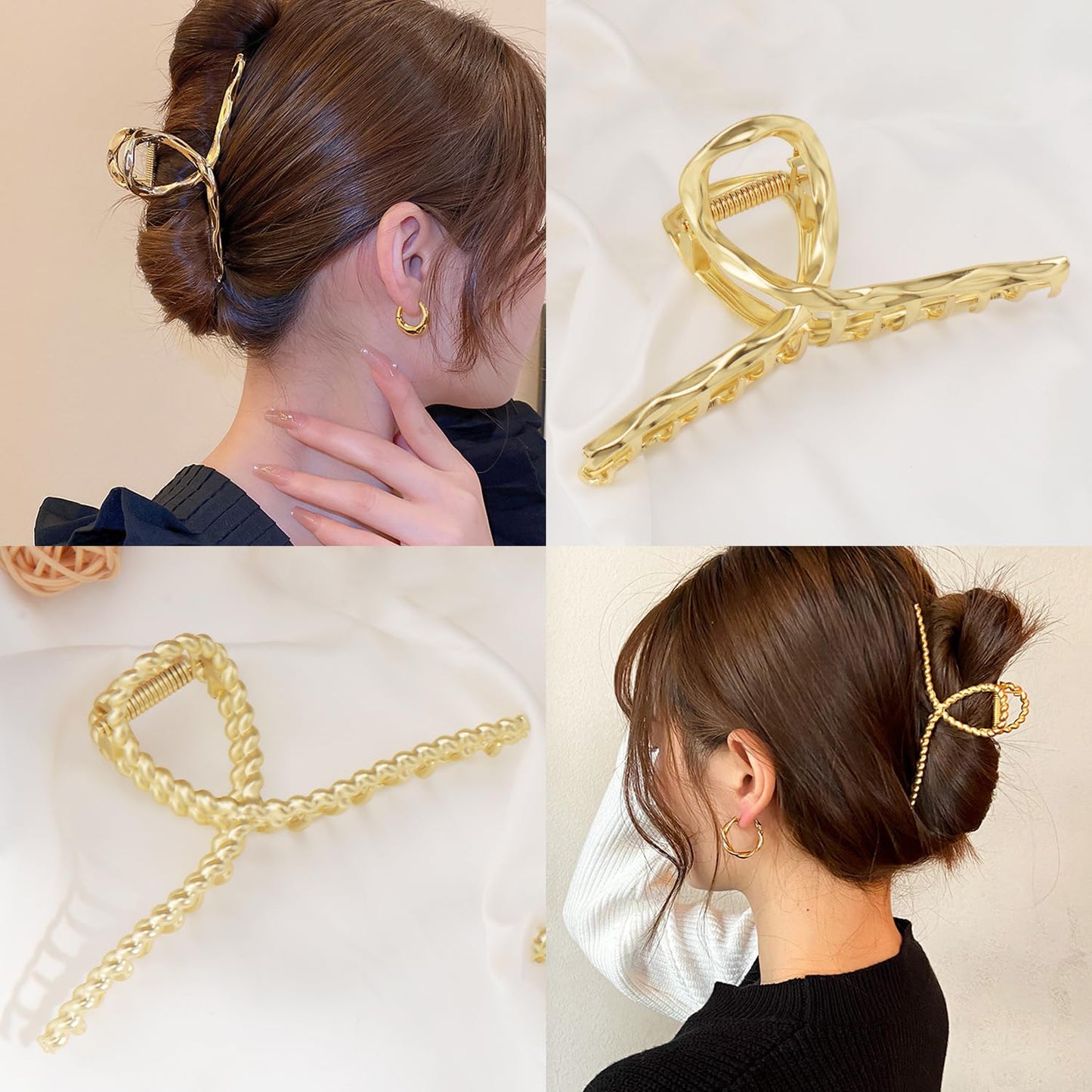 Mehayi 3 PCS Metal Large Hair Claw Clips for Thick Heavy Hair, Big Non-Slip Hair Catch Barrette Jaw Clamp, Strong Hold Claw Barrettes for Long Hair, Fashion Hair Styling Accessories for Women Girls