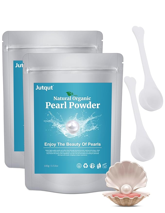 2PCS Freshwater Pearl Powder Organic, 100% Natural Pearl Powder, DIY Skincare —DIY Antioxidant, Deep Cleansing, Pore-Shrinking, Anti-Aging Mask